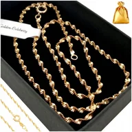 Naszyjniki - ZŁOTY NASZYJNIK DAMSKI ZE STALI CHIRURGICZNEJ 18K SINGAPUR GRUBY / SKRĘCANY - miniaturka - grafika 1