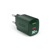 Ładowarki do telefonów - SBS LCD GaN PD 30W USB-C USB-A Zielony - miniaturka - grafika 1