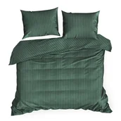 Pościel - Pościel satynowa VERA 200x220 Eurofirany ciemnozielona w prążki - miniaturka - grafika 1