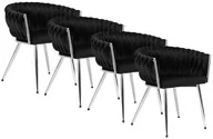 Krzesła - 4x SIENA Krzesło Welur Czarny/Chrom - miniaturka - grafika 1