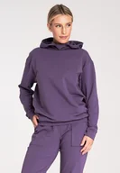 Bluzy damskie - Damska bluza z kapturem - fioletowa bluza damska M1034 rozmiar L - miniaturka - grafika 1