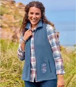 Kamizelki damskie - Kamizelka z mikropolaru z haftem Kobieta Atlas For Men - Kolor : Niebieski - Rozmiar : 40/42 - miniaturka - grafika 1