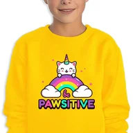 Bluzy dla dziewczynek - Bluza Dziecięca Żółta Be Pawsitive Wysoka Jakość Mix Wzorów -128 Cm (7-8) - miniaturka - grafika 1