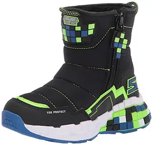 Botki damskie - Skechers 402198L BBLM botki, czarne tekstylne/syntetyczne/niebieskie i limonkowe wykończenie, 13,5 UK - grafika 1