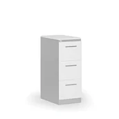 Szafy biurowe - Kartoteka metalowa KOMBI z drewnianym frontem A4, 3 szuflady, szary/biały - miniaturka - grafika 1