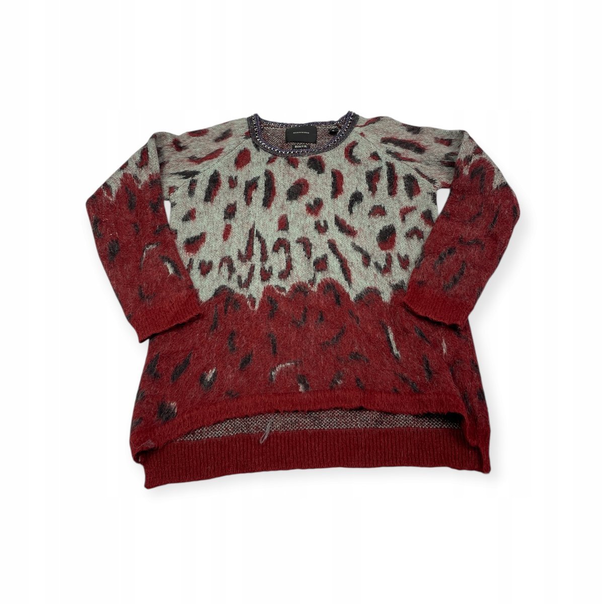 Sweter damski Maison Scotch L nowy wzór panterka czerwono-szary