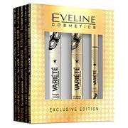 Palety i zestawy do makijażu - Eveline Cosmetics, Zestaw Variété: tusz do rzęs pogrubiająco-wydłużający + wodoodporny eyeliner + primer do rzęs - miniaturka - grafika 1