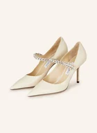 Czółenka - Jimmy Choo Czółenka Z Odkrytą Piętą Bing 85 Z Ozdobnymi Kamykami weiss - miniaturka - grafika 1