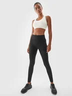 Legginsy - 4F Legginsy treningowe bezszwowe z wysokim stanem damskie - czarne XS/S - miniaturka - grafika 1