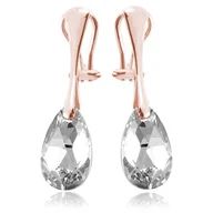 Kolczyki - Srebrne klipsy z kryształem Swarovski® - 16mm - Crystal Cal - rose gold - miniaturka - grafika 1