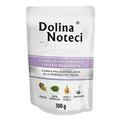Mokra karma dla psów - Dolina Noteci Premium Pies Królik, fasolka i ryż brązowy saszetka 100g MS_15853 - miniaturka - grafika 1