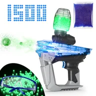 Zabawki militarne - Pistolet na kulki żelowe automat niebieski CS-001 święcące kulki 1500 kulek + okulary - miniaturka - grafika 1