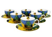 Filiżanki - Filiżanki do  kawy i herbaty porcelanowe ze spodkami DUO Terrace at Nigh Vincent Van Gogh 270 ml 6 szt - miniaturka - grafika 1