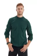 Bluzy męskie - Trendyol Męska bluza z wysokim dekoltem, gładka, wąska, ZIELONY, L - miniaturka - grafika 1
