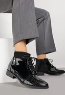 Botki damskie - Czarne Sznurowane Botki Vices z Eleganckim Stylu Viellie - miniaturka - grafika 1