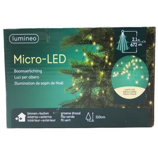 Oświetlenie choinkowe Lumineo Micro LED z 672 diodami LED zielono-białe 210cm - Oświetlenie świąteczne - miniaturka - grafika 1