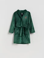 Skarpetki dla dzieci - Reserved - Świąteczny szlafrok z ciastkiem - ciemnozielony - miniaturka - grafika 1