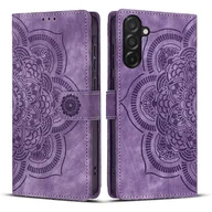 Etui i futerały do telefonów - Etui na telefon z wytłoczonej mandali w stylu retro z matowej skóry Fioletowy For Samsung Galaxy A56 5G - miniaturka - grafika 1