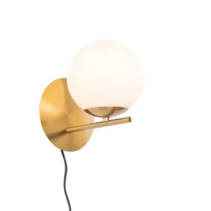 QAZQA Kinkiet Art Deco złoty i opalowe szkło - Flore - Lampy ścienne - miniaturka - grafika 1