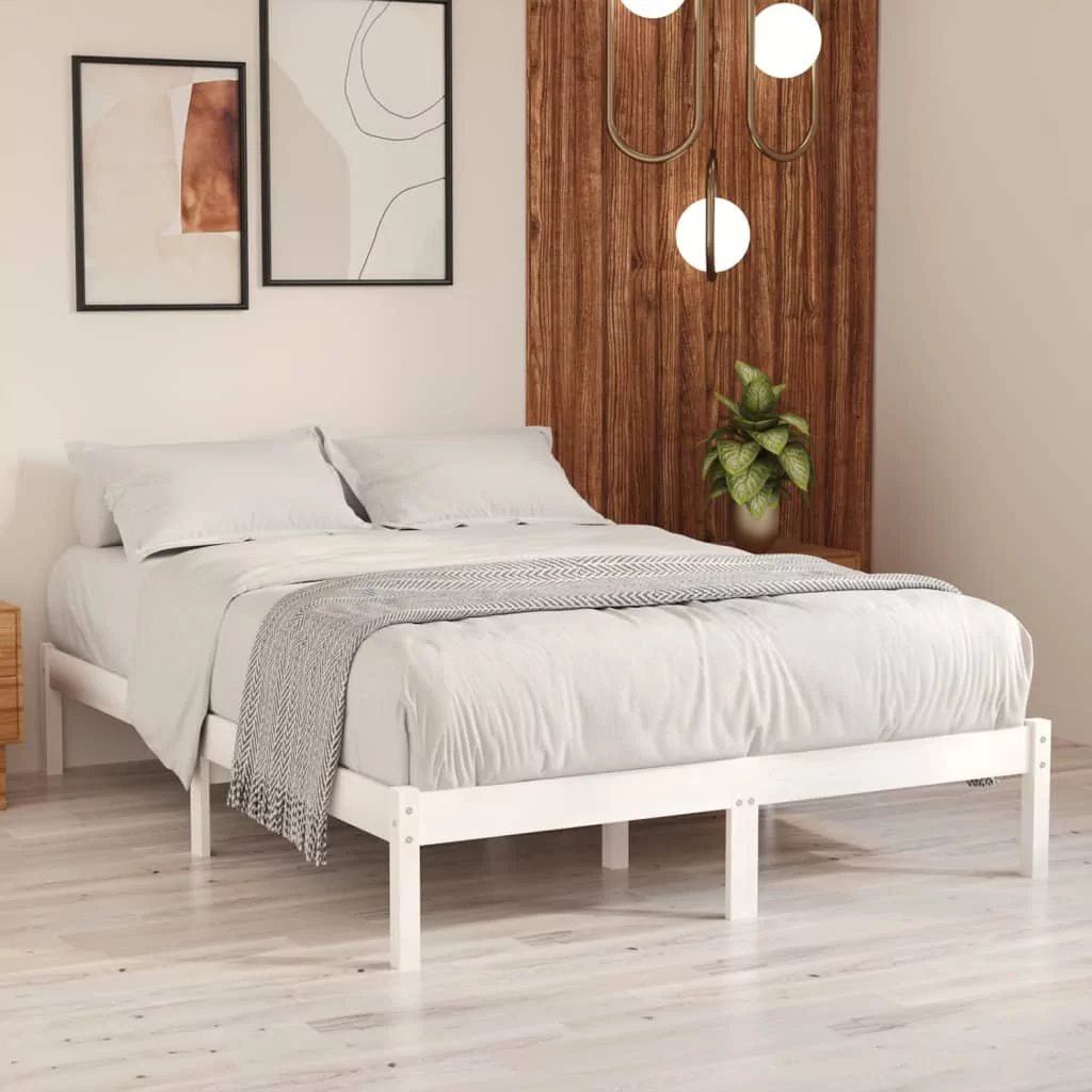 shumee Rama łóżka biała lite drewno sosnowe 120x190 cm