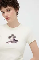 Koszulki sportowe damskie - Vans t-shirt bawełniany damski kolor beżowy - miniaturka - grafika 1