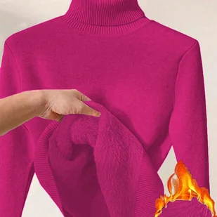 TEMU Elegancki Beżowy Sweter Damski - Przytulny z Wysokim Kołnierzem, Długie Rękawy na Jesień/Zimę, Miękki i Ciepły, Możliwość Prania w Pralce, - Swetry damskie - miniaturka - grafika 1