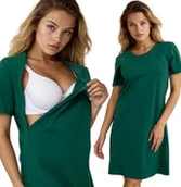 Piżamy ciążowe - Formommy Koszula Nocna Ciążowa Do Karmienia Na Zamki Zielona XXXL - miniaturka - grafika 1