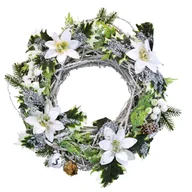 Ozdoby bożonarodzeniowe - Wieniec bożonarodzeniowy Poinsettia, 30 cm - miniaturka - grafika 1