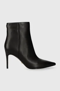 Guess botki skórzane RICHER damskie kolor czarny na szpilce FL8CHE LEA10 - Botki damskie - miniaturka - grafika 1