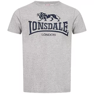 Koszulki męskie - Lonsdale Męski T-shirt Kingswood, Marl Grey/Dark Navy, XXL - grafika 1