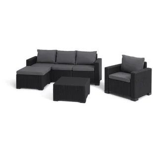 Meble ogrodowe - z tkanej żywicy imitującej rattan - Allibert firmy KETER - 5 osób - Moorea - Grafitowy szary - Meble ogrodowe - miniaturka - grafika 1