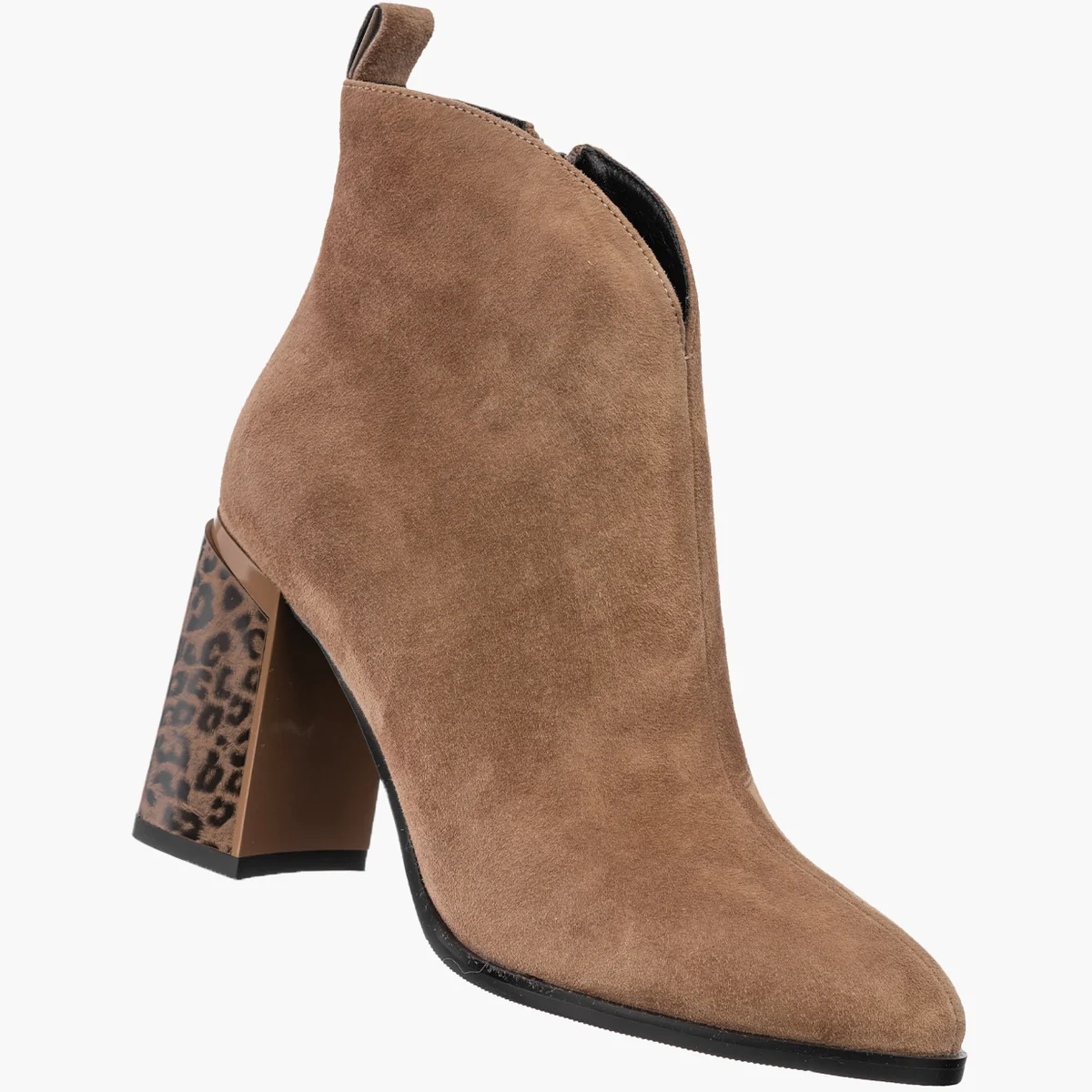 Botki Skórzane Damskie Na Słupku Eleganckie Panterka Khaki Gino Fabiani 40