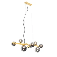 Lampy sufitowe - QAZQA Lampa wisząca Art Deco złota z przydymionym szkłem 8 lamp - David - miniaturka - grafika 1