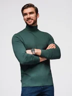 Koszulki męskie - Męski longsleeve gładki z golfem - ciemnozielony V7 OM-OM-LSCL-0130 L - miniaturka - grafika 1