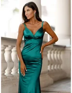 Sukienki - Satynowa sukienka maxi na ramiączkach VIVANI - turkusowa - miniaturka - grafika 1