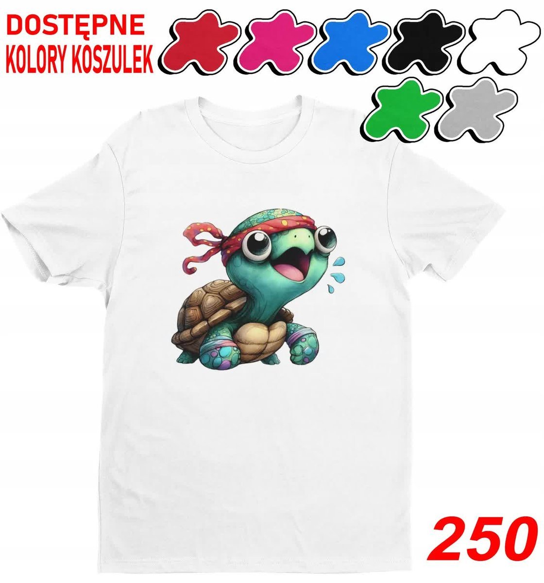Dziecięca Koszulka T-Shirt Z Nadrukie Wybór Zwierzęta Jungla Żółw-M 134-140