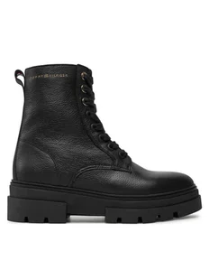 Tommy Hilfiger Botki Bicolor Leather Lace-Up FW0FW08160 Czarny - Botki damskie - miniaturka - grafika 1
