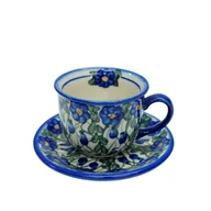 Filiżanki - Ceramiczna filiżanka ze spodkiem Ceramika Bolesławiec - miniaturka - grafika 1