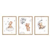Wyposażenie pokoiku dziecięcego - Obrazki dziecięce zestaw 3 szt. 30x40 cm Teddy Bear - miniaturka - grafika 1