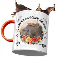 Kubki - Kubek Pomarańczowy Kapibara na Urodziny Prezent z Nadrukiem ze Zdjęciem+ Opakowanie na prezent (wzór 01) - miniaturka - grafika 1