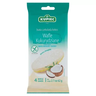 Kupiec Wafle kukurydziane biała czekolada kokos 62 g (4 sztuki) - Pieczywo chrupkie - miniaturka - grafika 1