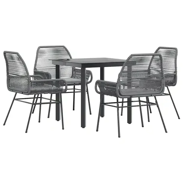 Zestaw mebli ogrodowych czarny, rattan PE, stół 80x80x74 cm, krzesła 57x