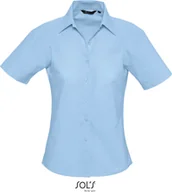 Bluzki damskie - SOLS bluzka damska Oxford krótki rękaw 16030 Blue Sky Blue S - miniaturka - grafika 1