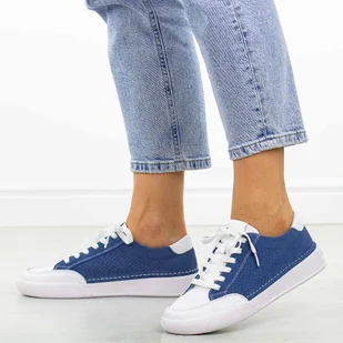 Niebieskie skórzane półbuty damskie Sergio Leone Sp108 - Półbuty damskie - miniaturka - grafika 1