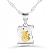 Biżuteria dla dzieci - NASZYJNIK SREBRNY ŁAŃCUSZEK DLA DZIEWCZYNKI MEDALIK NA KOMUNIĘ SREBRO 925 - miniaturka - grafika 1