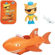 Figurki dla dzieci - Figurka Kocurro + łódź podwodna w kształcie rekina zabawka licencyjna z bajki Oktonauci renomowany producent Moose idealny prezent dla dziecka 3+ - miniaturka - grafika 1