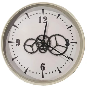 Zegar ścienny metalowy, 50 cm, z ozdobnym mechanizmem, szary - Zegary - miniaturka - grafika 1