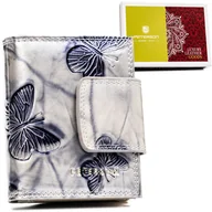 Portfele - Skórzany portfel damski w motyle Peterson, srebrny - miniaturka - grafika 1