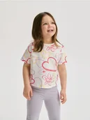 Bluzki dla niemowląt - Reserved - Bawełniany t-shirt we wzory - złamana biel - miniaturka - grafika 1