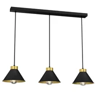 Lampy sufitowe - Luminex Demet 628 lampa wisząca zwis 3x60W E27 czarna/złota - miniaturka - grafika 1
